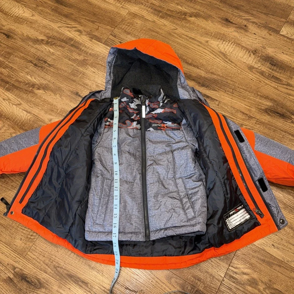ZeroXposur Toddler 2 In 1 Puffer Hooded Winter Jackets Orange Gray Size XS 4/5